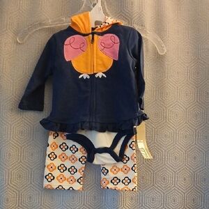 Navy and Orange Baby Hoodie Set